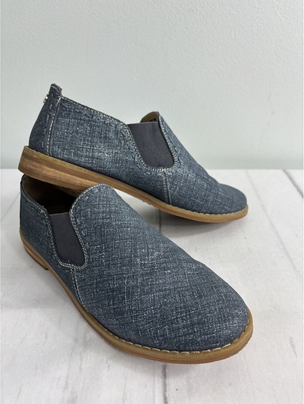 Hush Puppies Womens Chardon Slip Ons Size 7 W Color-Blue Chambray Denim Suede - Picture 8 of 9